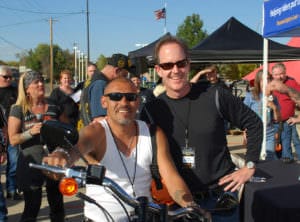 Scott O'Sullivan with Harley-Davidson Motorcycle contest winner