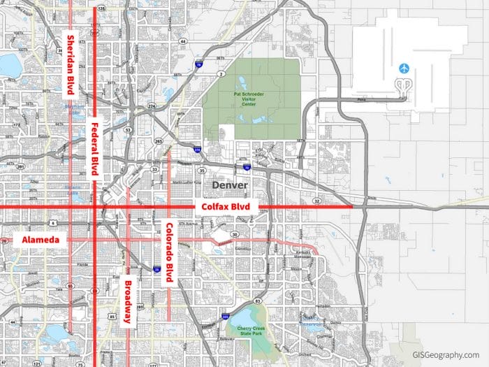 Map of the most dangerous roads in Denver